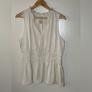 Dolan women’s beige Satin smocked peplum blouse